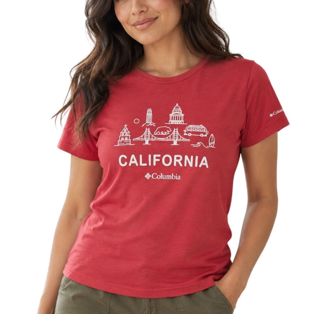 Columbia Red California Graphic Tee Medium West Coast Travel Shirt Gorpcore